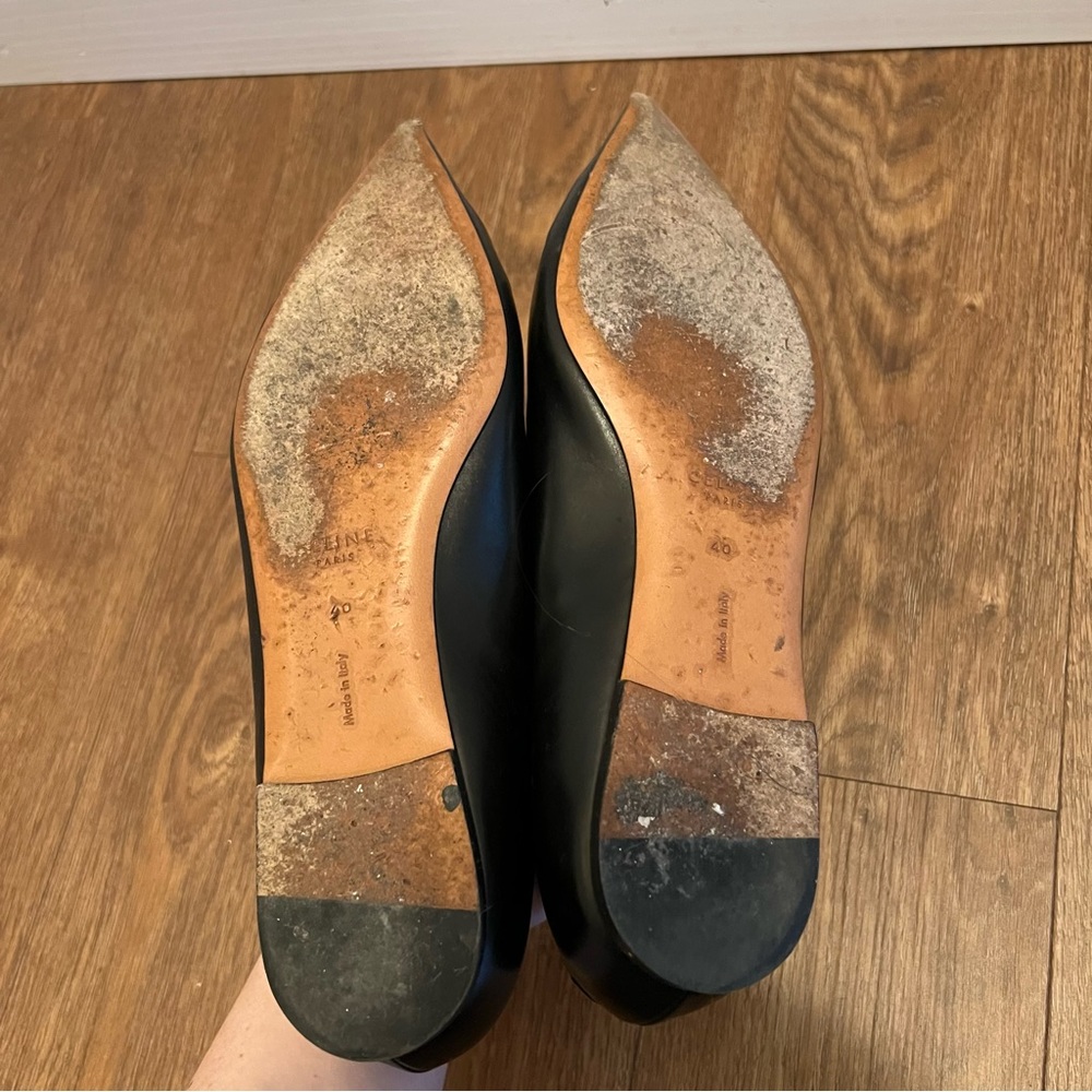 Céline black leather pointed toe flats - Picture 2 of 4